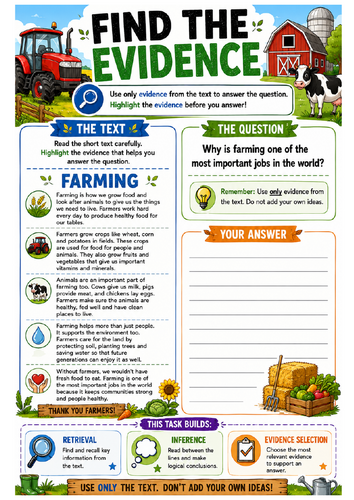 Find the Evidence – Farming Reading Comprehension Activity