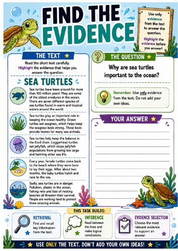Find the Evidence – Sea Turtles Reading Comprehension Activity