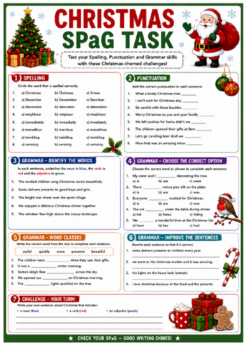 Christmas SPaG Task 1