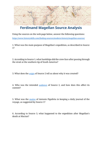 Ferdinand Magellan Source Analysis Worksheet