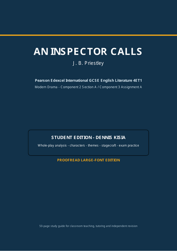 50-page study guide to J. B. Priestley’s An Inspector Calls.