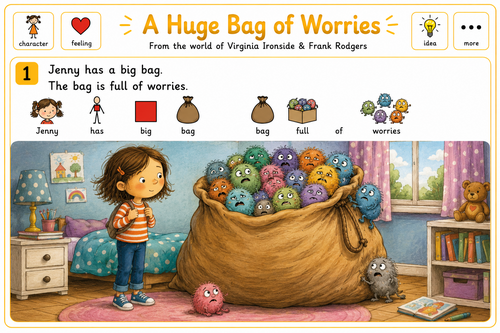 A Huge Bag of Worries by Virginia Ironside – Super Simplified Symbol-Supported Story