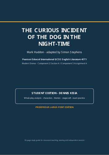 50-page study guide to Mark Haddon’s The Curious Incident of the Dog in the Night-Time, adapted by S