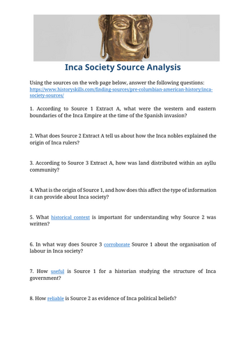 Inca Society Source Analysis Worksheet