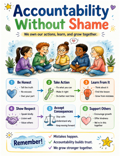 Accountability Without Shame I Educational Poster I Classroom Decor