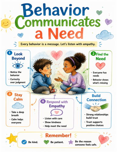 Behavior Communicates a Need I Educational Poster I Classroom Decor