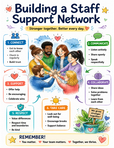 Building a Staff Support Network I Educational Poster I Classroom Decor