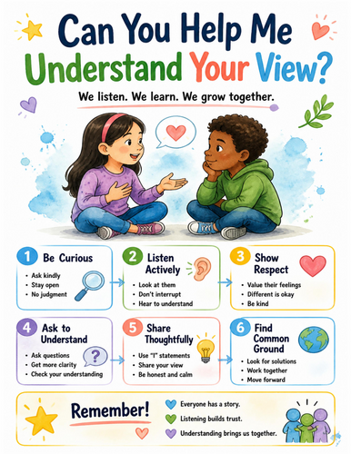 Can You Help Me Understand Your View I Educational Poster I Classroom Decor