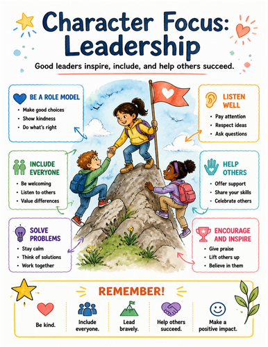 Character Focus Leadership I Educational Poster I Classroom Decor