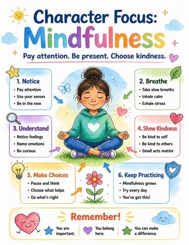 Character Focus Mindfulness I Educational Poster I Classroom Decor
