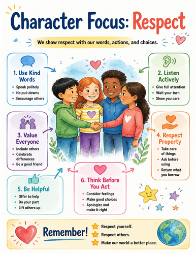 Character Focus Respect I Educational Poster I Classroom Decor