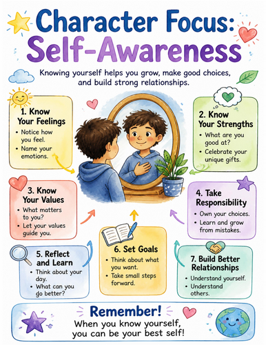 Character Focus Self-Awareness I Educational Poster I Classroom Decor