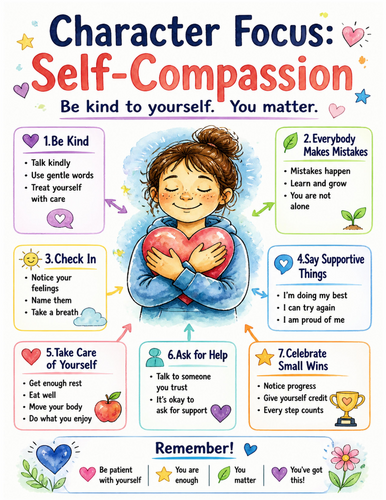 Character Focus Self-Compassion I Educational Poster I Classroom Decor