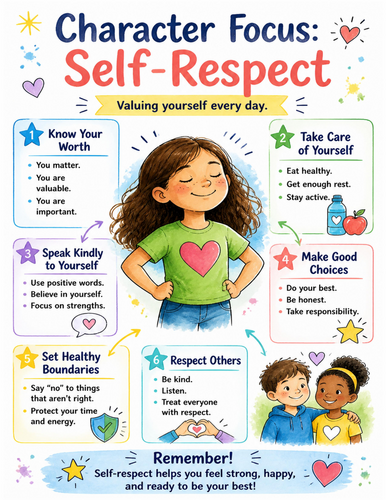 Character Focus Self-Respect I Educational Poster I Classroom Decor