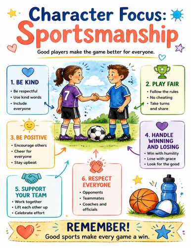 Character Focus Sportsmanship I Educational Poster I Classroom Decor