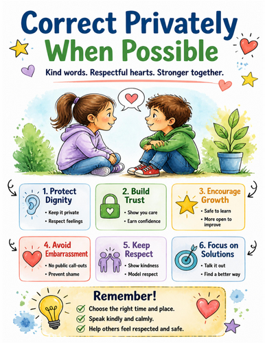 Correct Privately When Possible I Educational Poster I Classroom Decor