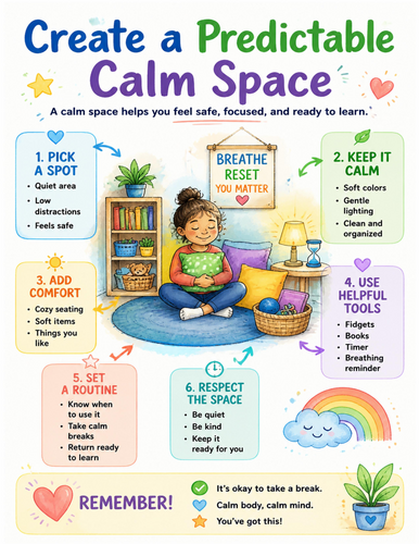 Create a Predictable Calm Space I Educational Poster I Classroom Decor