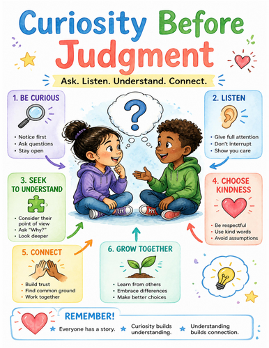Curiosity Before Judgment I Educational Poster I Classroom Decor