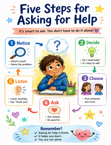 Five Steps for Asking for Help I Educational Poster I Classroom Decor