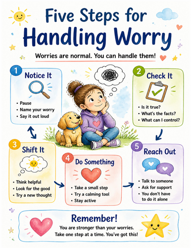 Five Steps for Handling Worry I Educational Poster I Classroom Decor