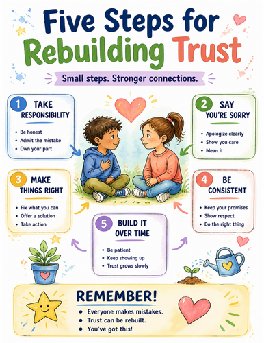 Five Steps for Rebuilding Trust I Educational Poster I Classroom Decor