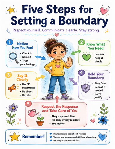 Five Steps for Setting a Boundary I Educational Poster I Classroom Decor