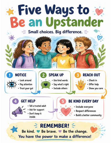 Five Ways to Be an Upstander I Educational Poster I Classroom Decor