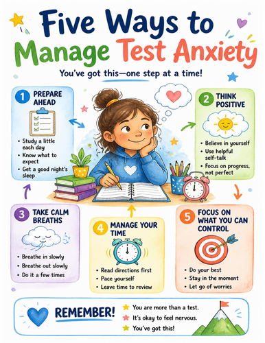 Five Ways to Manage 91����t Anxiety I Educational Poster I Classroom Decor