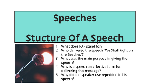 Speeches - Stucture Of A Speech