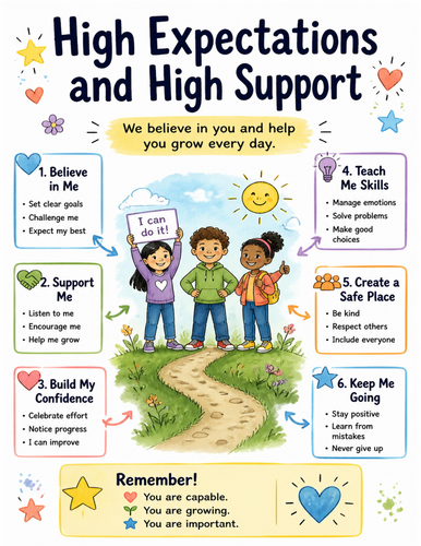 High Expectations and High Support I Educational Poster I Classroom Decor