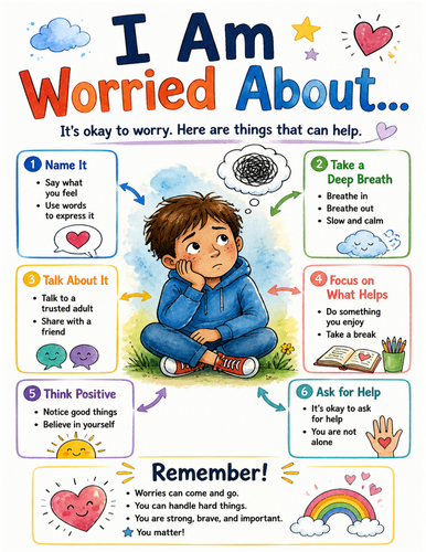 I Am Worried About… I Educational Poster I Classroom Decor