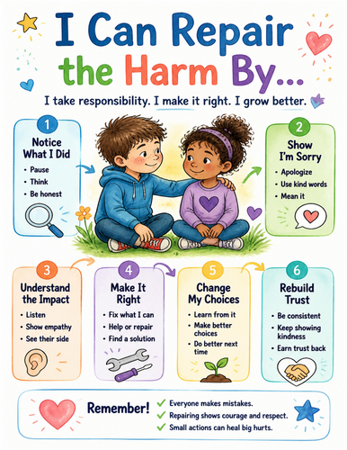 I Can Repair the Harm By… I Educational Poster I Classroom Decor