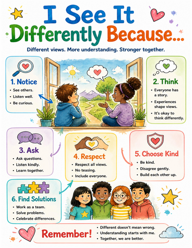 I See It Differently Because… I Educational Poster I Classroom Decor