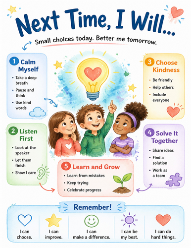 Next Time, I Will… I Educational Poster I Classroom Decor