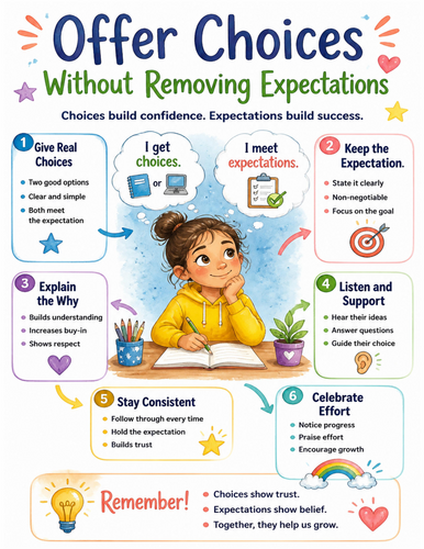 Offer Choices Without Removing Expectations I Educational Poster I Classroom Decor