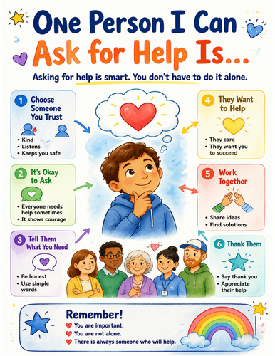 One Person I Can Ask for Help Is… I Educational Poster I Classroom Decor