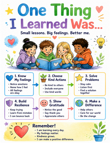 One Thing I Learned Was… I Educational Poster I Classroom Decor