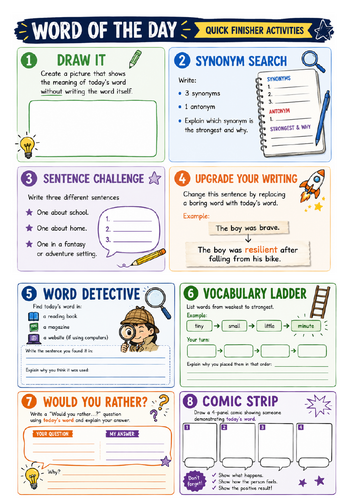 Word of the Day Vocabulary Posters & Universal Activity Pack | Year 5 | KS2