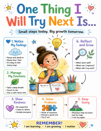 One Thing I Will Try Next Is… I Educational Poster I Classroom Decor