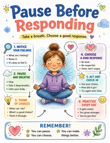 Pause Before Responding I Educational Poster I Classroom Decor