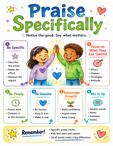 Praise Specifically I Educational Poster I Classroom Decor