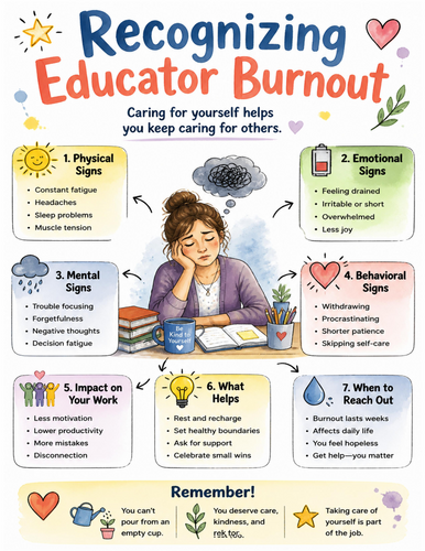 Recognizing Educator Burnout I Educational Poster I Classroom Decor