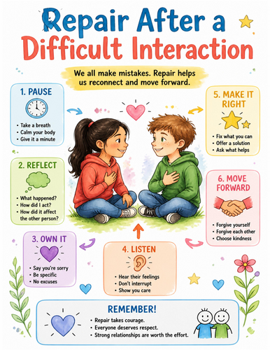 Repair After a Difficult Interaction I Educational Poster I Classroom Decor