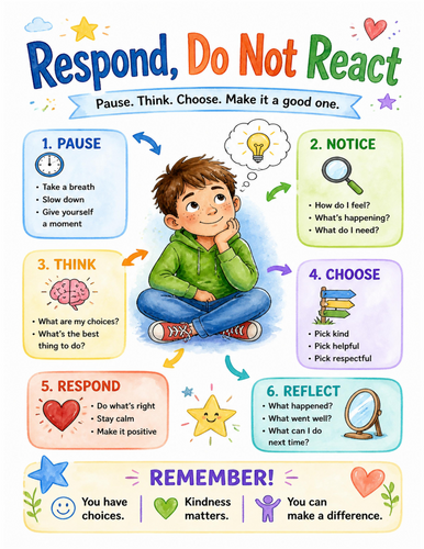 Respond, Do Not React I Educational Poster I Classroom Decor