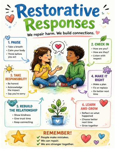 Restorative Responses I Educational Poster I Classroom Decor