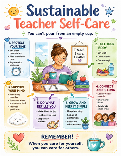 Sustainable Teacher Self-Care I Educational Poster I Classroom Decor
