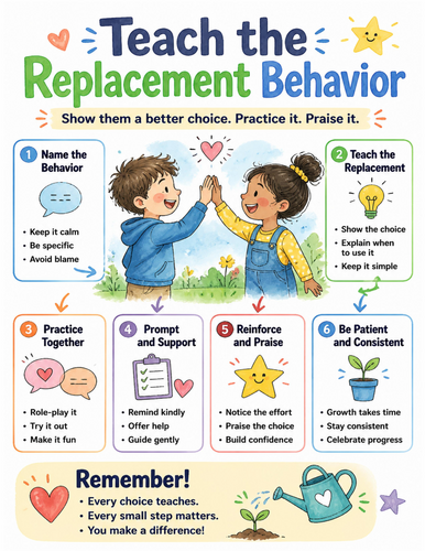 Teach the Replacement Behavior I Educational Poster I Classroom Decor