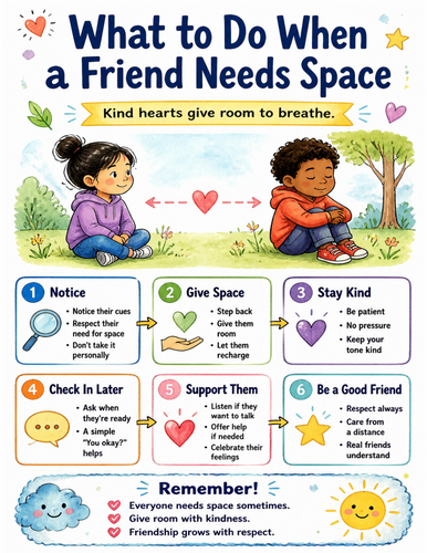 What to Do When a Friend Needs Space I Educational Poster I Classroom Decor