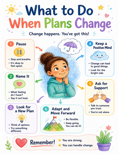 What to Do When Plans Change I Educational Poster I Classroom Decor