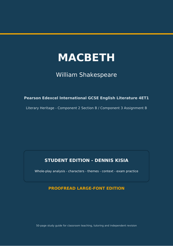 Complete 50-page study guide to William Shakespeare’s Macbeth.